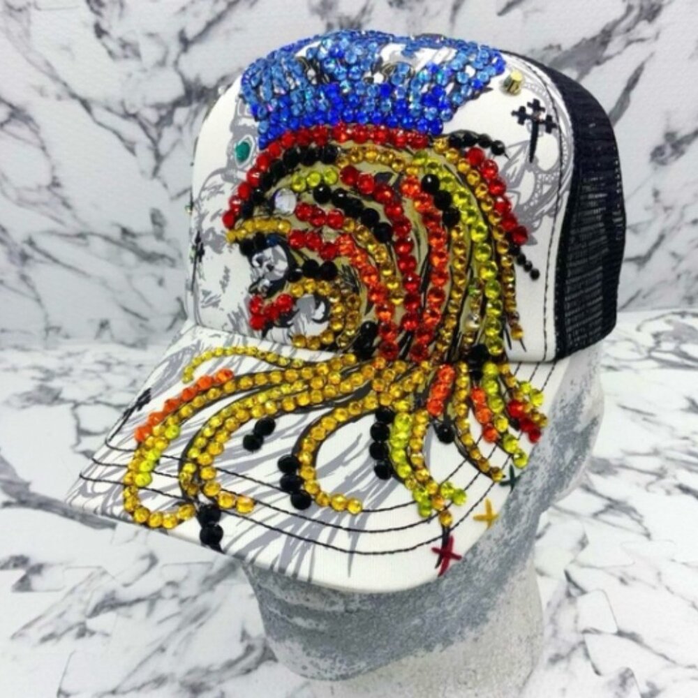 Men’s Lion King Rhinestone Trucker Hat by Rebel Spirit NWT